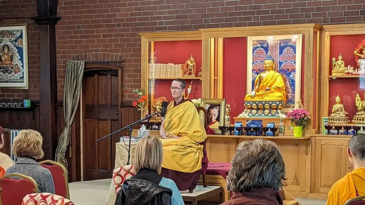 Special guest teacher, Gen Kelsang lekma teaching a buddhist meditation course
